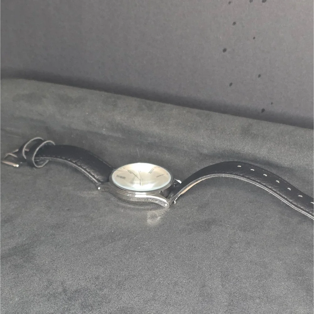 Kim Rogers Watch Women OS Black Silver Analog‎ Leather Strap Minimalist